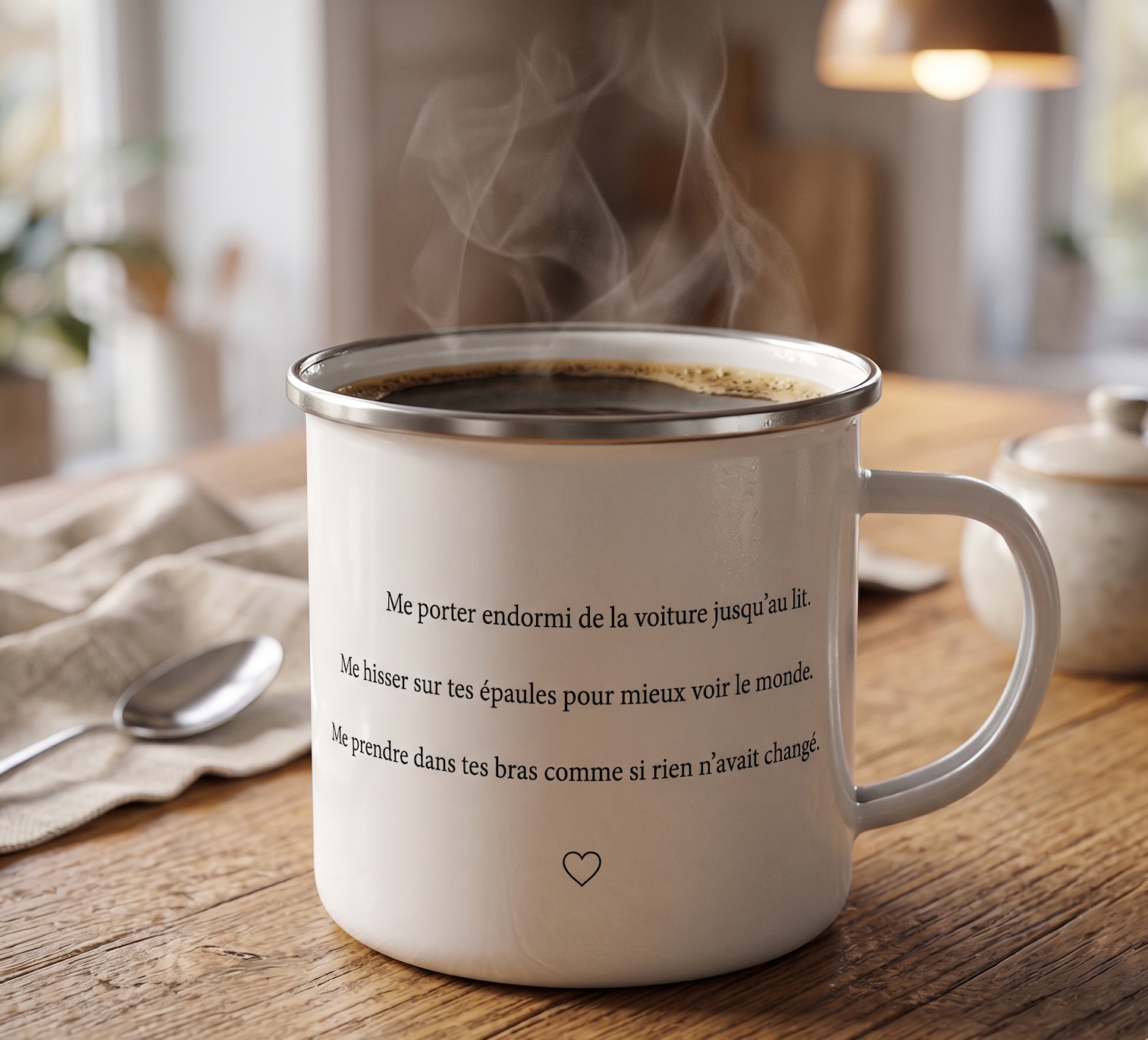 Mug émaillé "Tu te rappelles, papa ?" - endormi