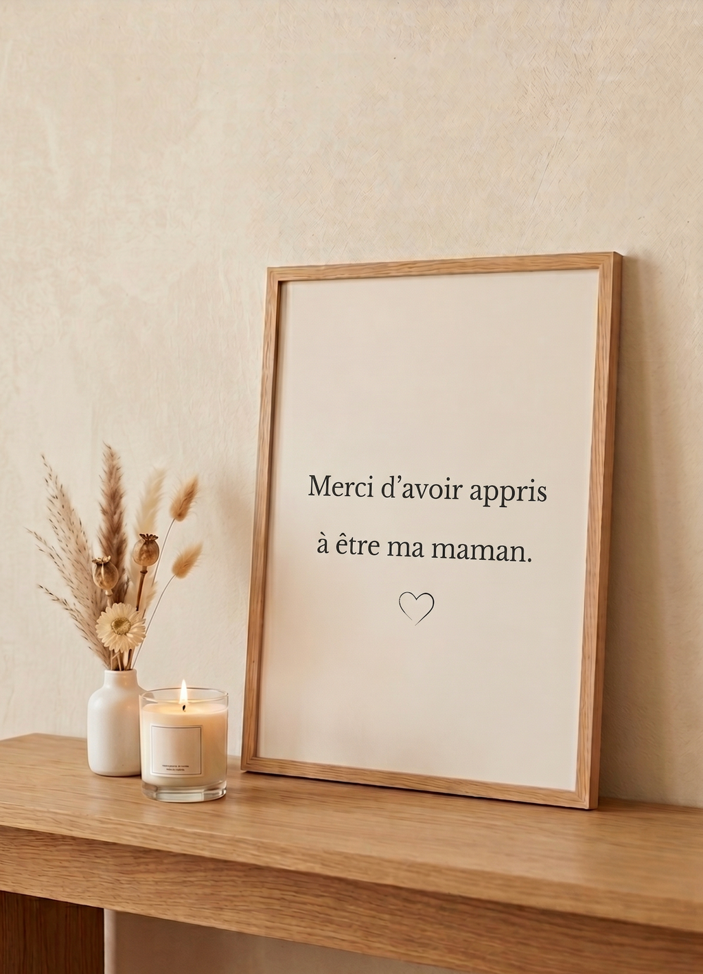 Affiche "Merci d'avoir appris à être ma maman." – Blanc
