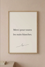 Affiche "Merci pour toutes les nuits blanches" – Blanc