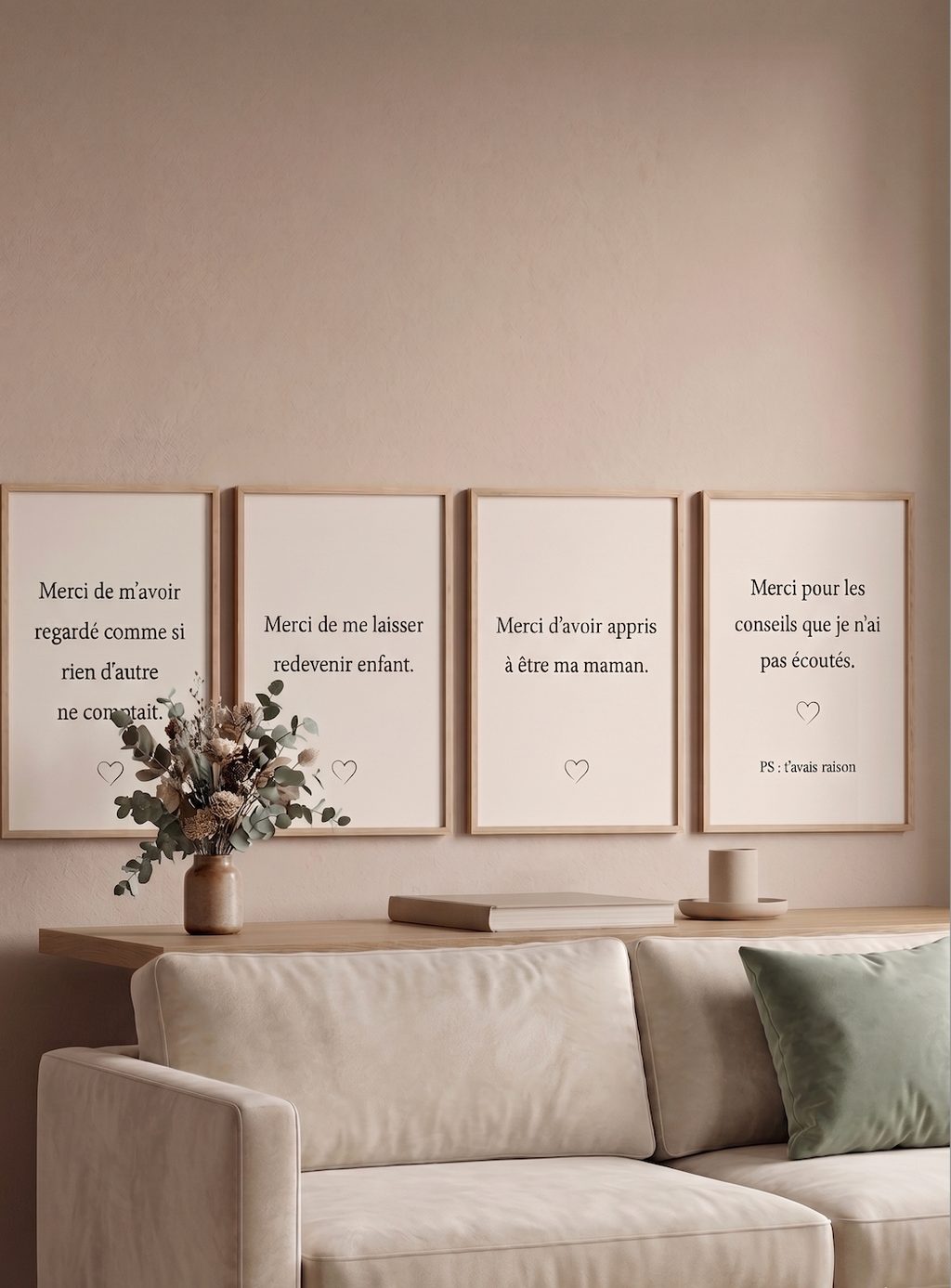 Affiche "Merci d'avoir appris à être ma maman." – Blanc