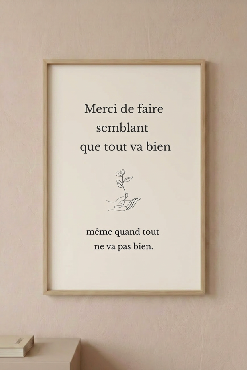Affiche "Merci de faire semblant..." – Blanc