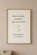 Affiche "Merci de faire semblant..." – Blanc