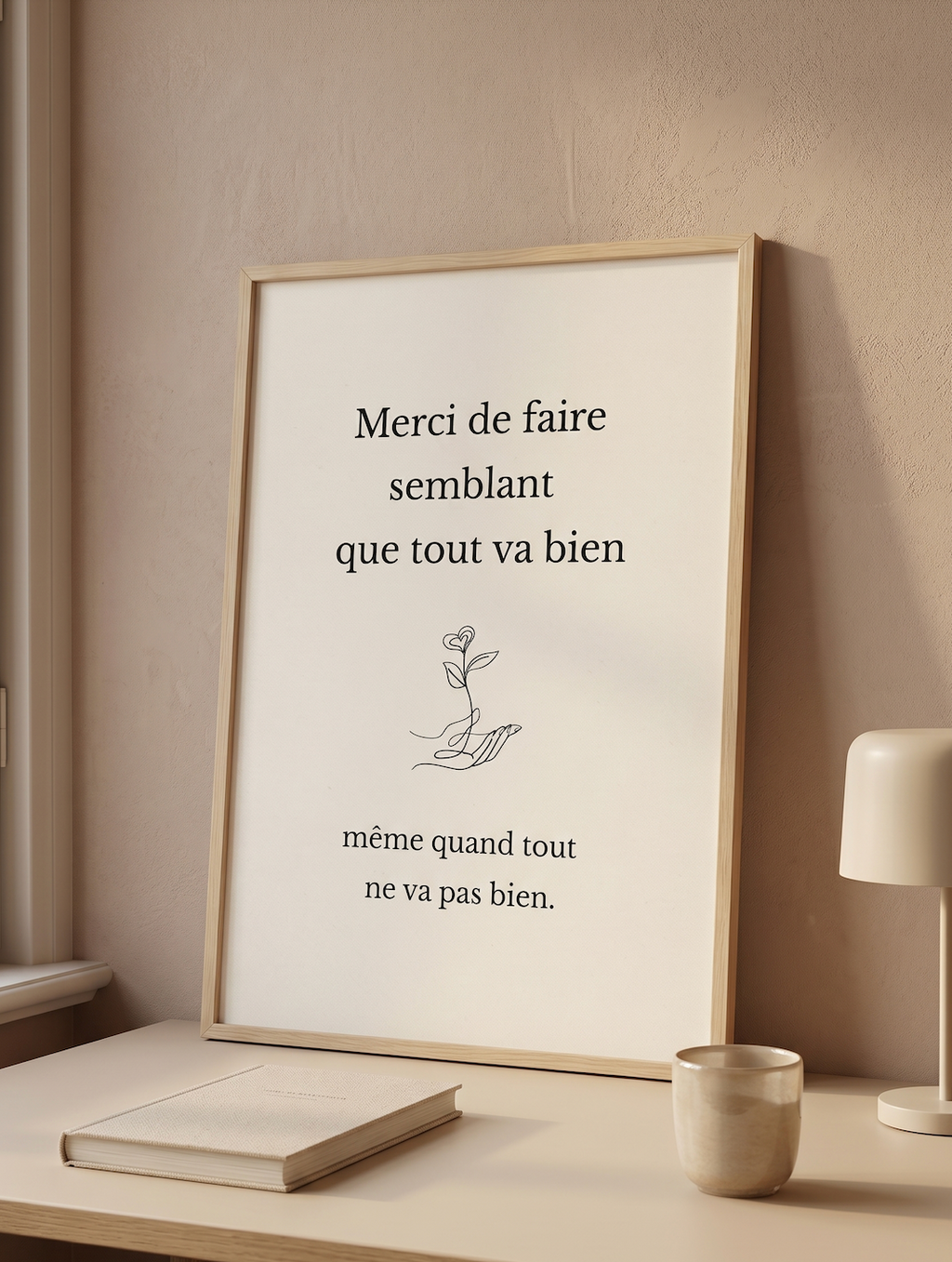 Affiche "Merci de faire semblant..." – Blanc